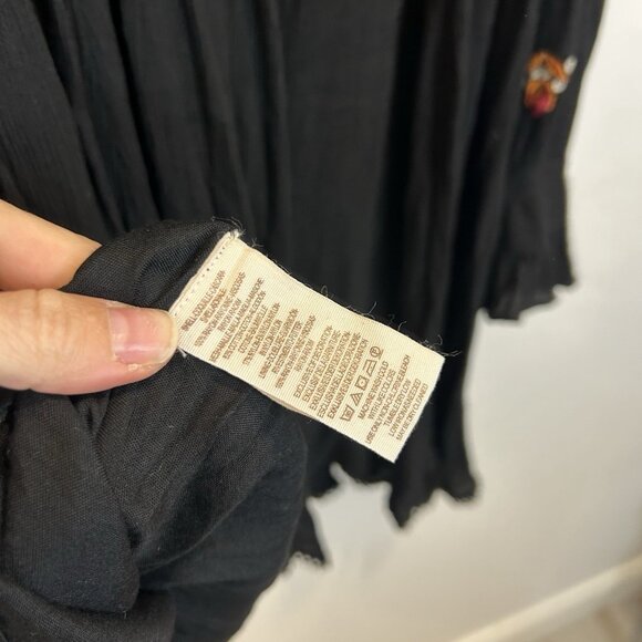 Free People Small Dress Black Mohave Embroidered Mini Tunic Lace Long Sleeve - Picture 12 of 13
